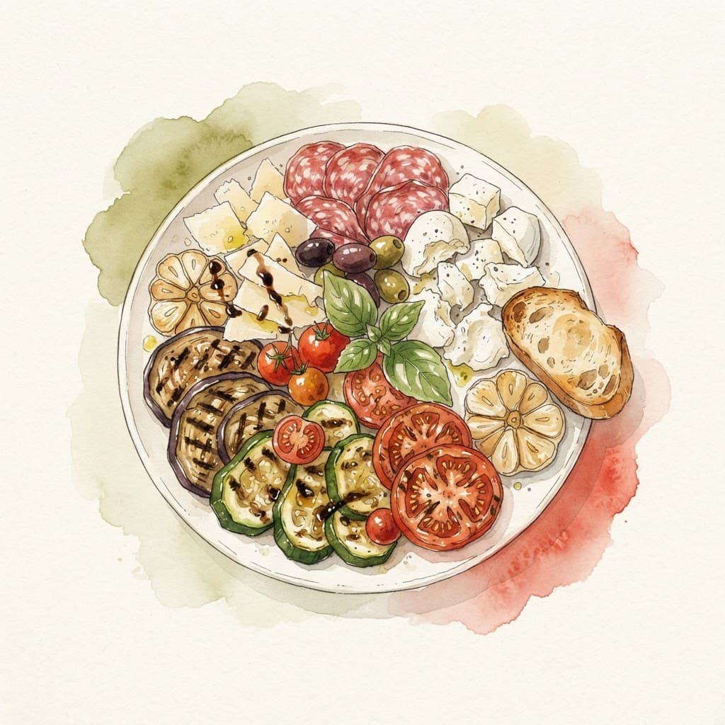 Antipasti-Platte mit Salami und Käse
