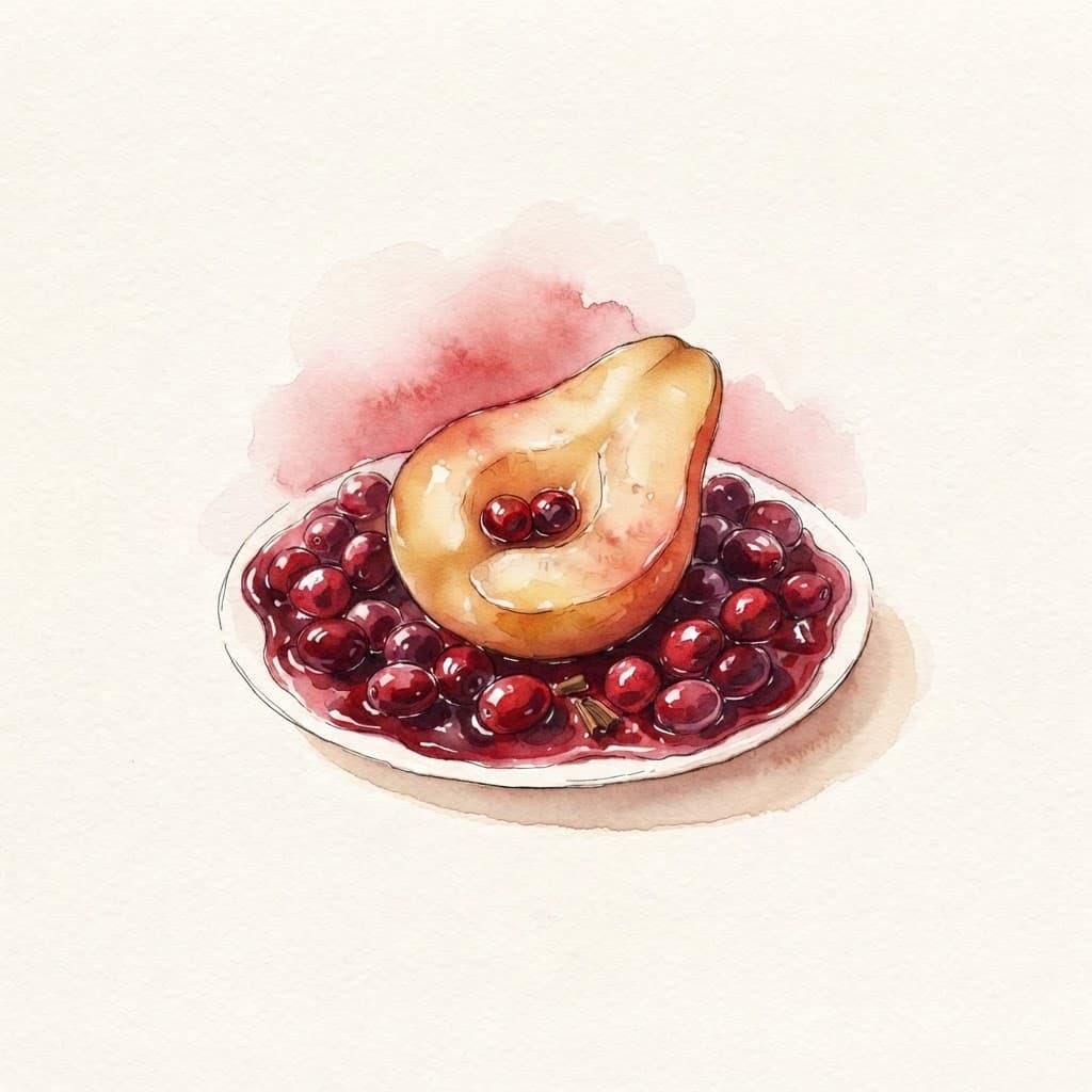 Gedünstete Birnen mit Preiselbeeren