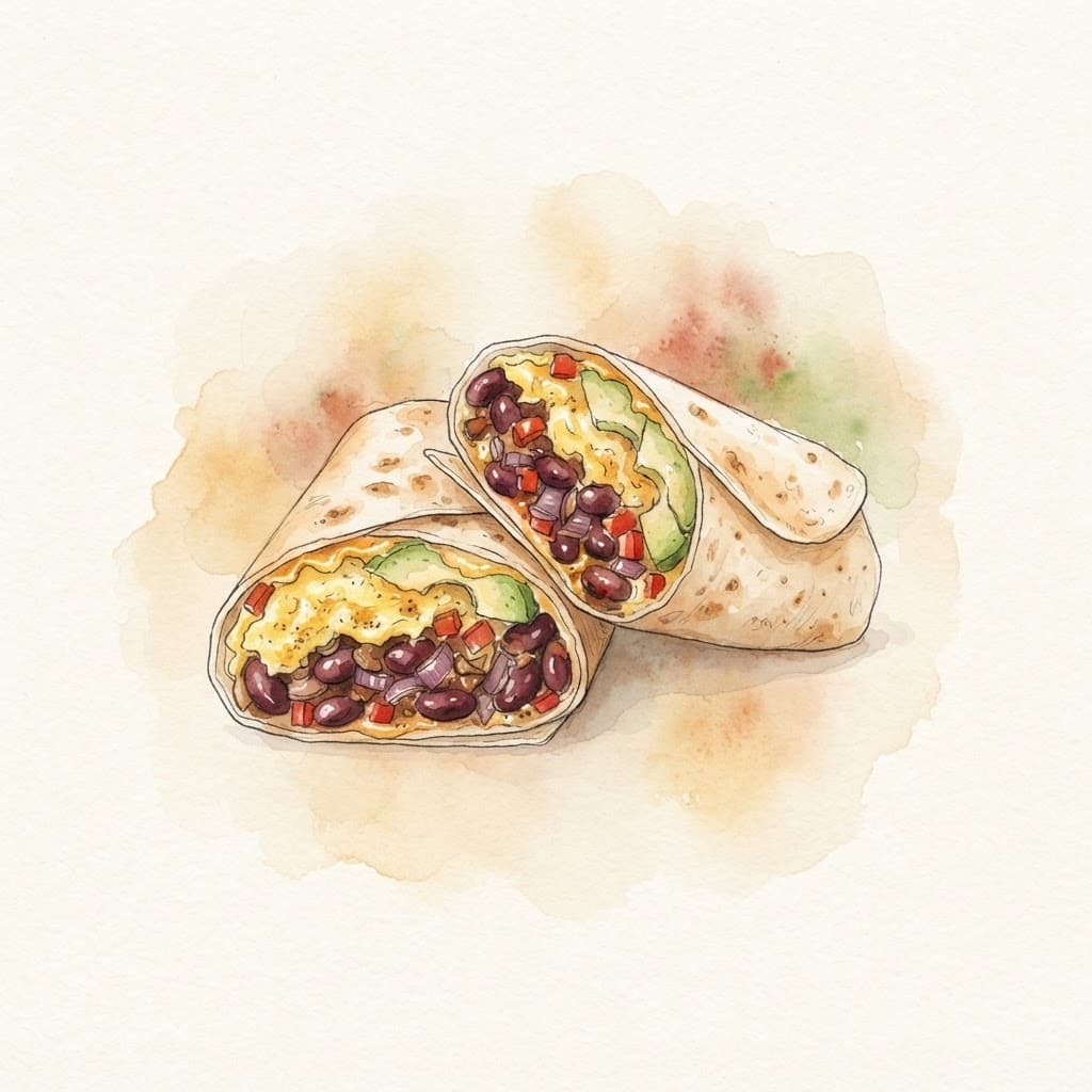 Breakfast Burrito mit Ei und Bohnen
