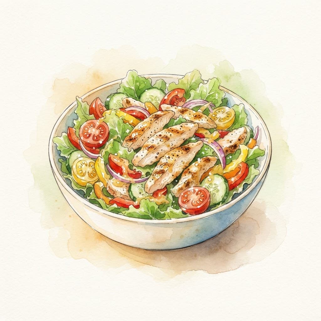 Salat mit Hendlstreifen