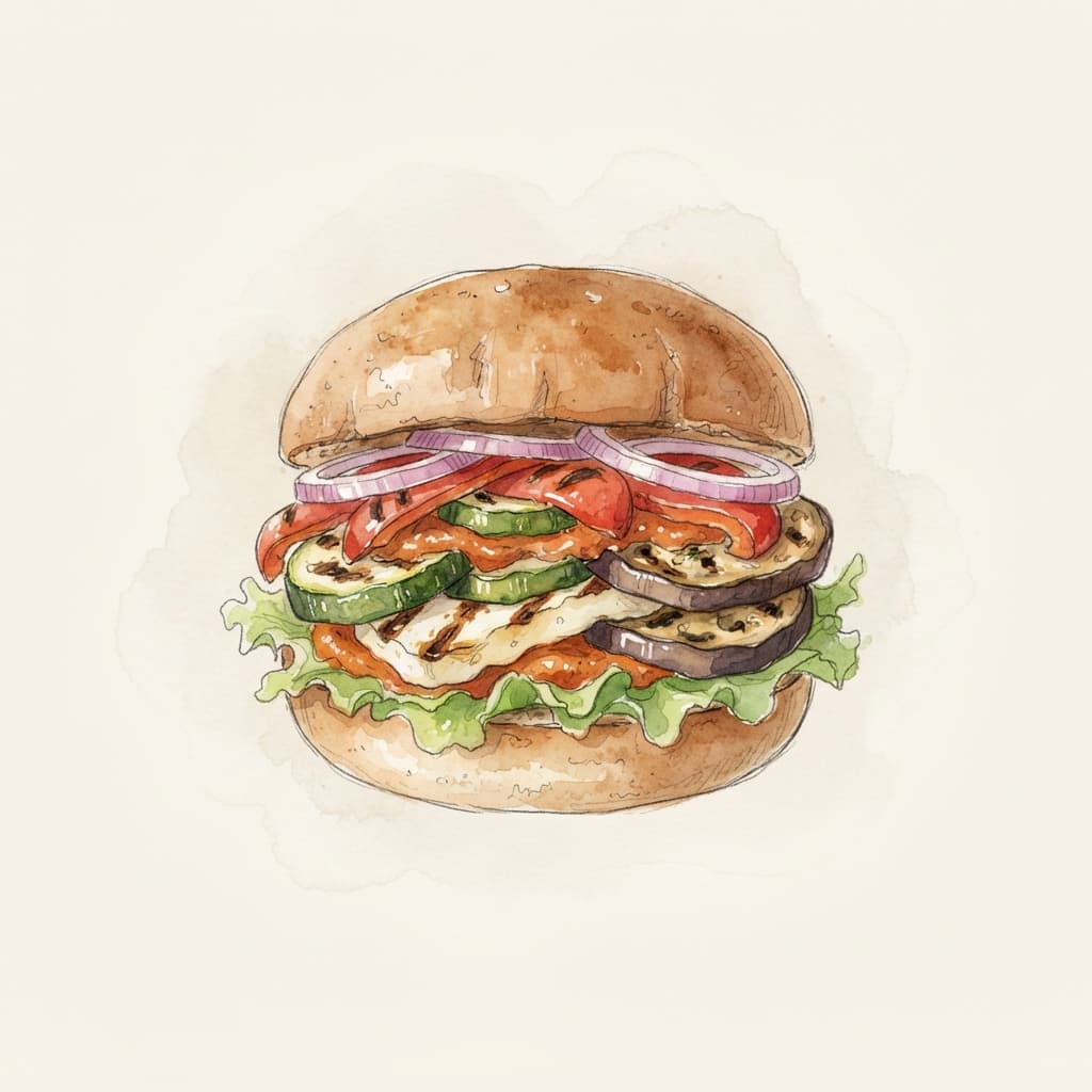 Halloumi-Burger mit Ajvar