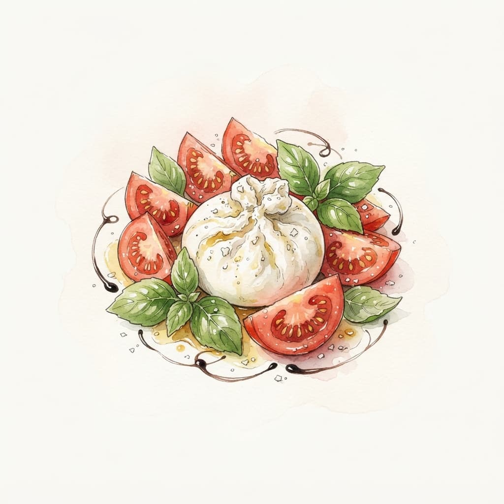 Burrata mit Tomaten und Basilikum
