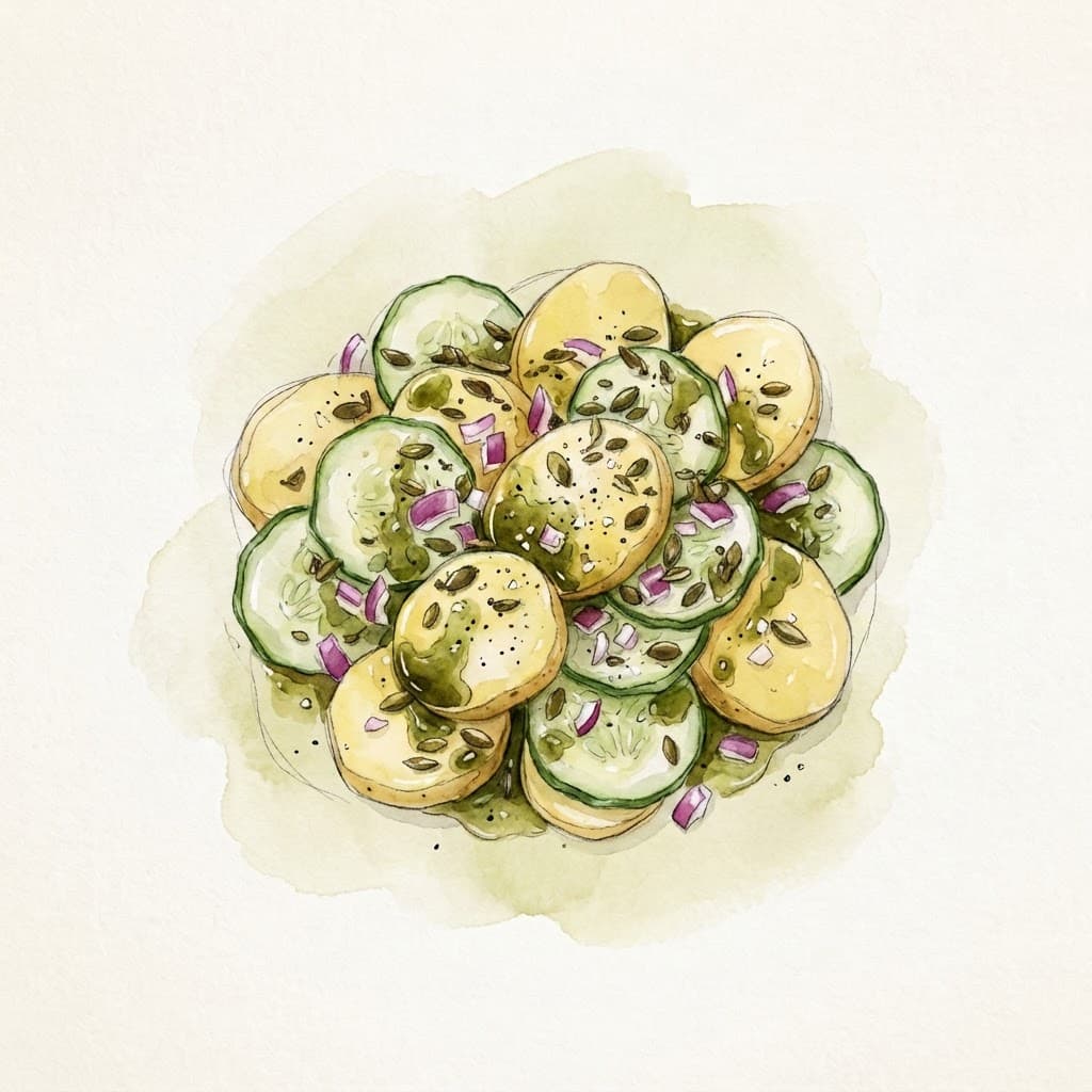 Erdäpfel-Gurken-Salat mit Kürbiskernöl