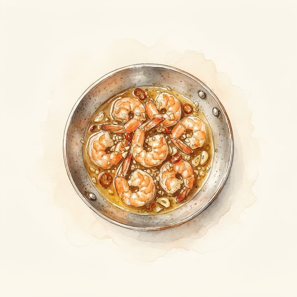 Knoblauchgarnelen aus der Pfanne