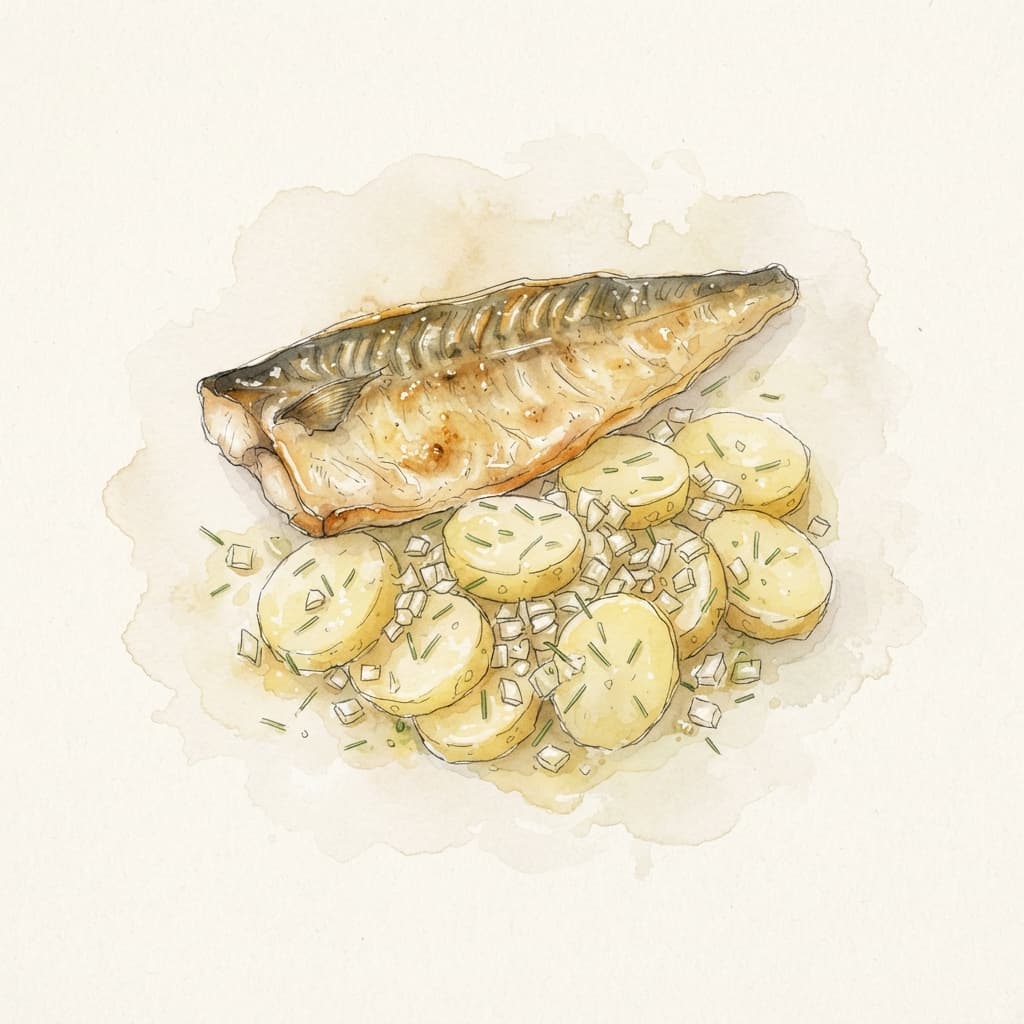 Gebratene Makrele mit Erdäpfelsalat