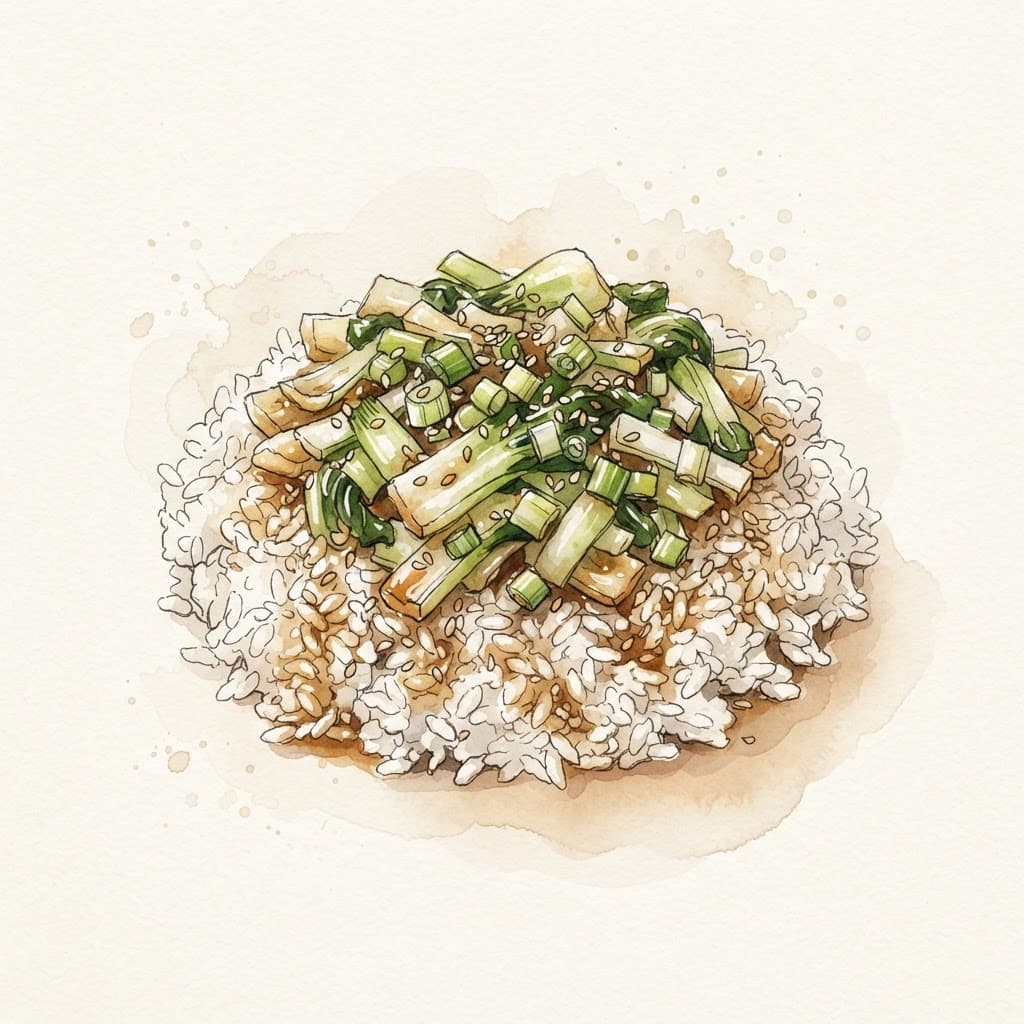 Gebratener Pak Choi mit Reis