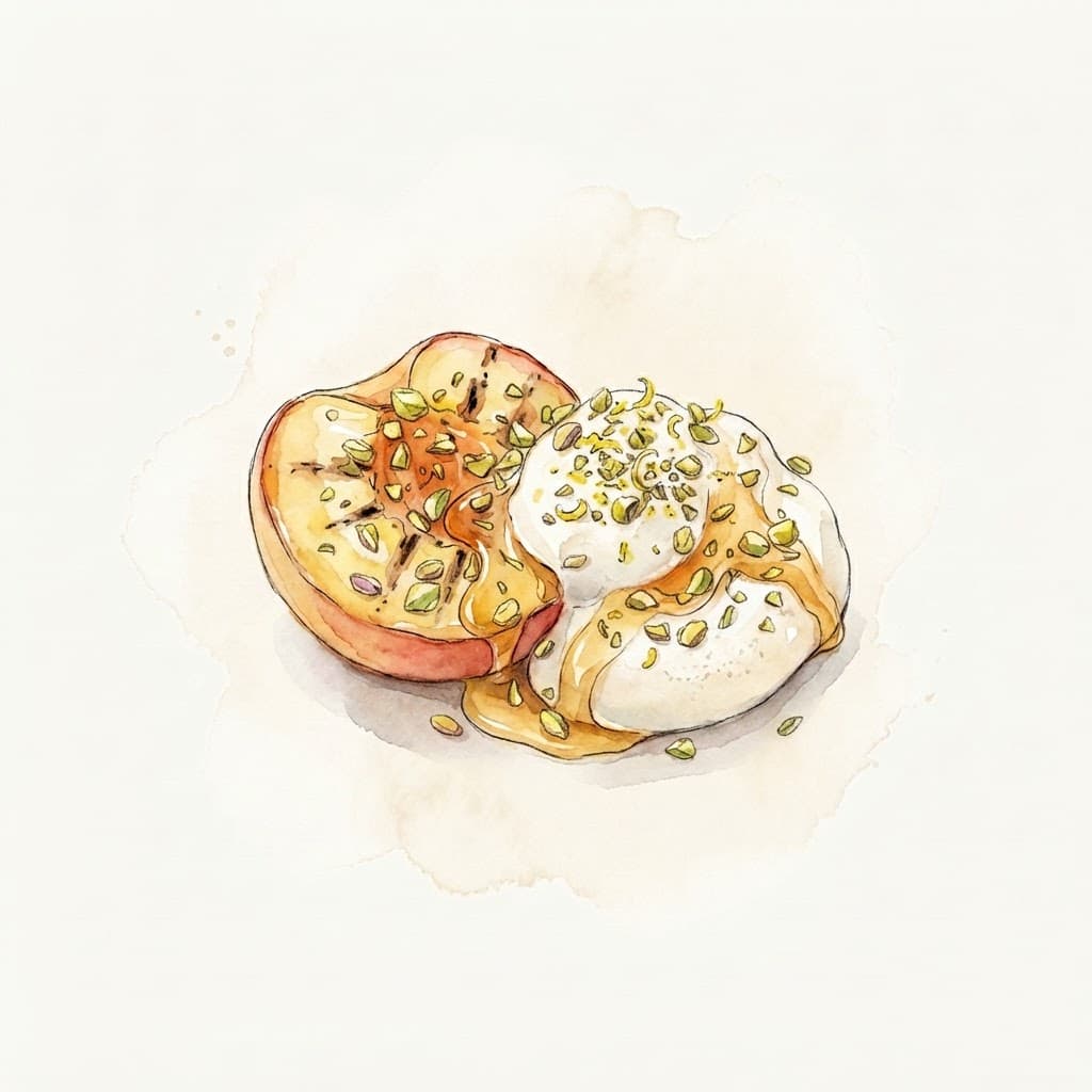 Gegrillte Pfirsiche mit Topfencreme