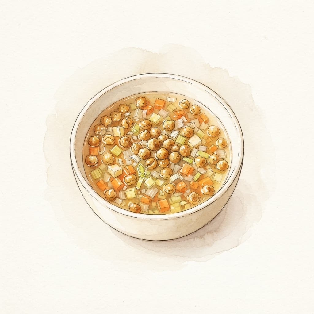 Gemüsesuppe mit Backerbsen