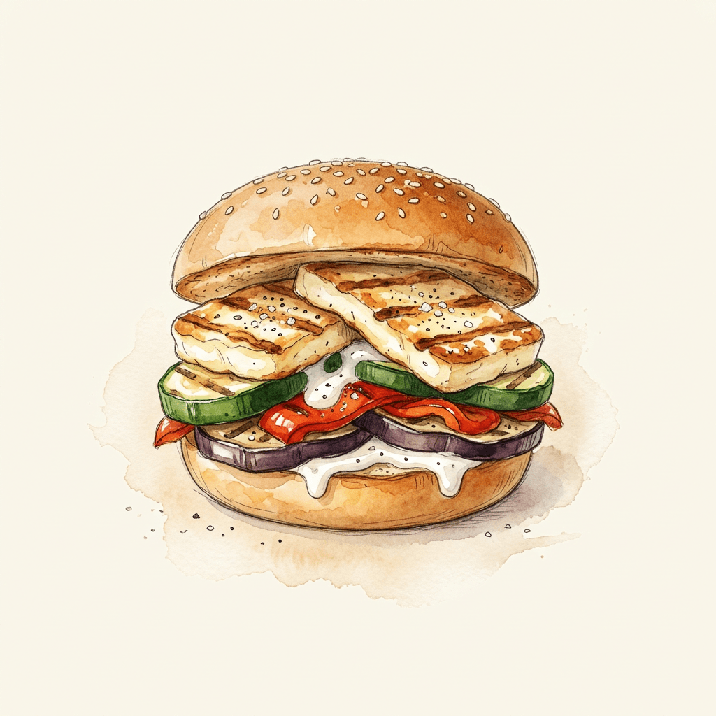 Halloumi-Burger mit Joghurt-Sauce