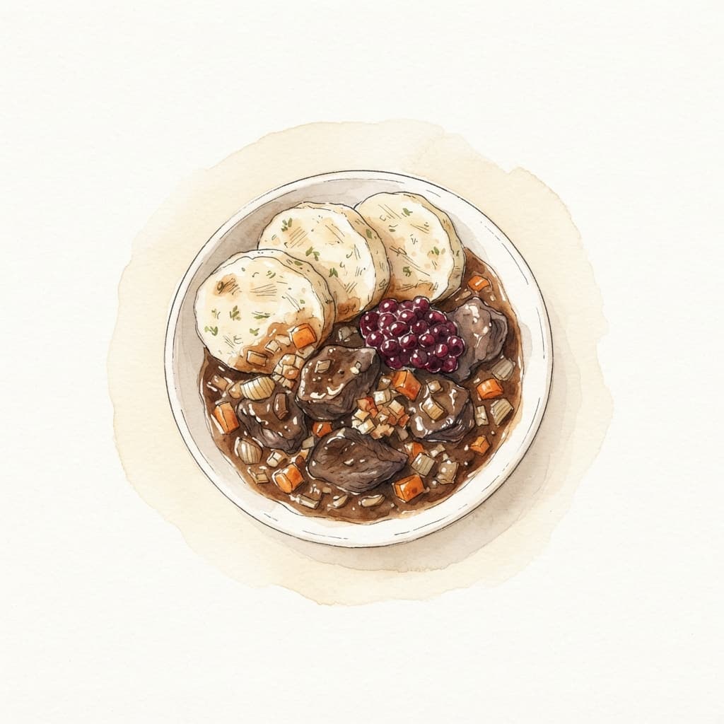 Hirschragout mit Preiselbeeren