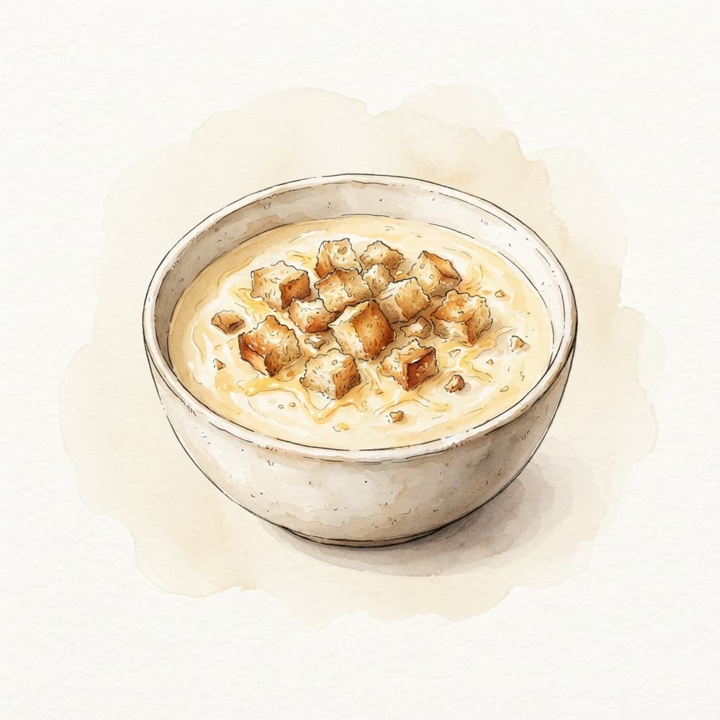Käsesuppe mit Croutons
