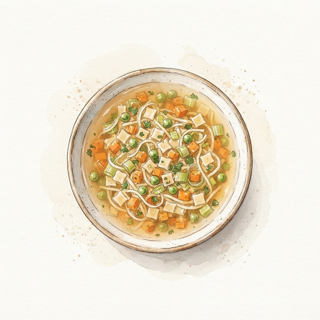 Klare Nudelsuppe mit Gemüse