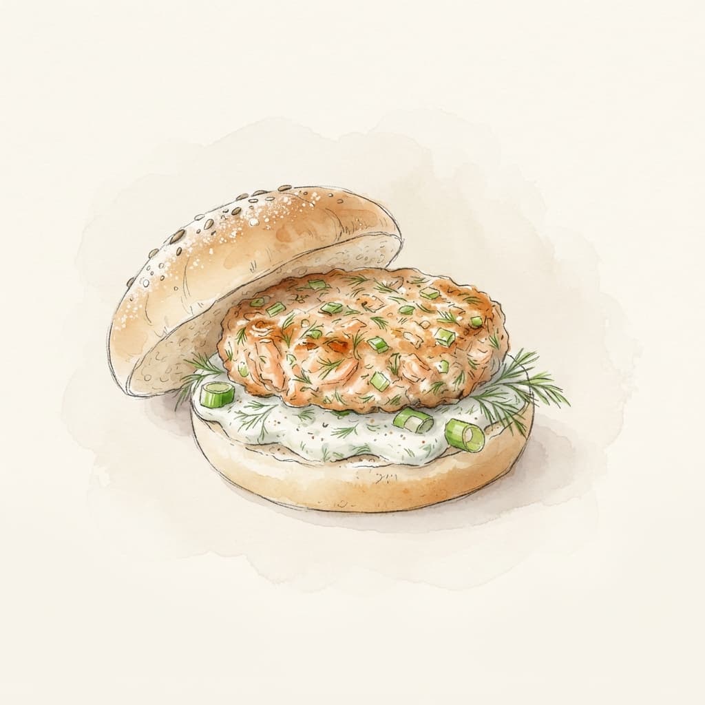 Lachsburger mit Dillsauce