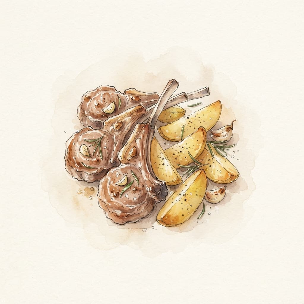 Lammkoteletts mit Rosmarinerdäpfeln