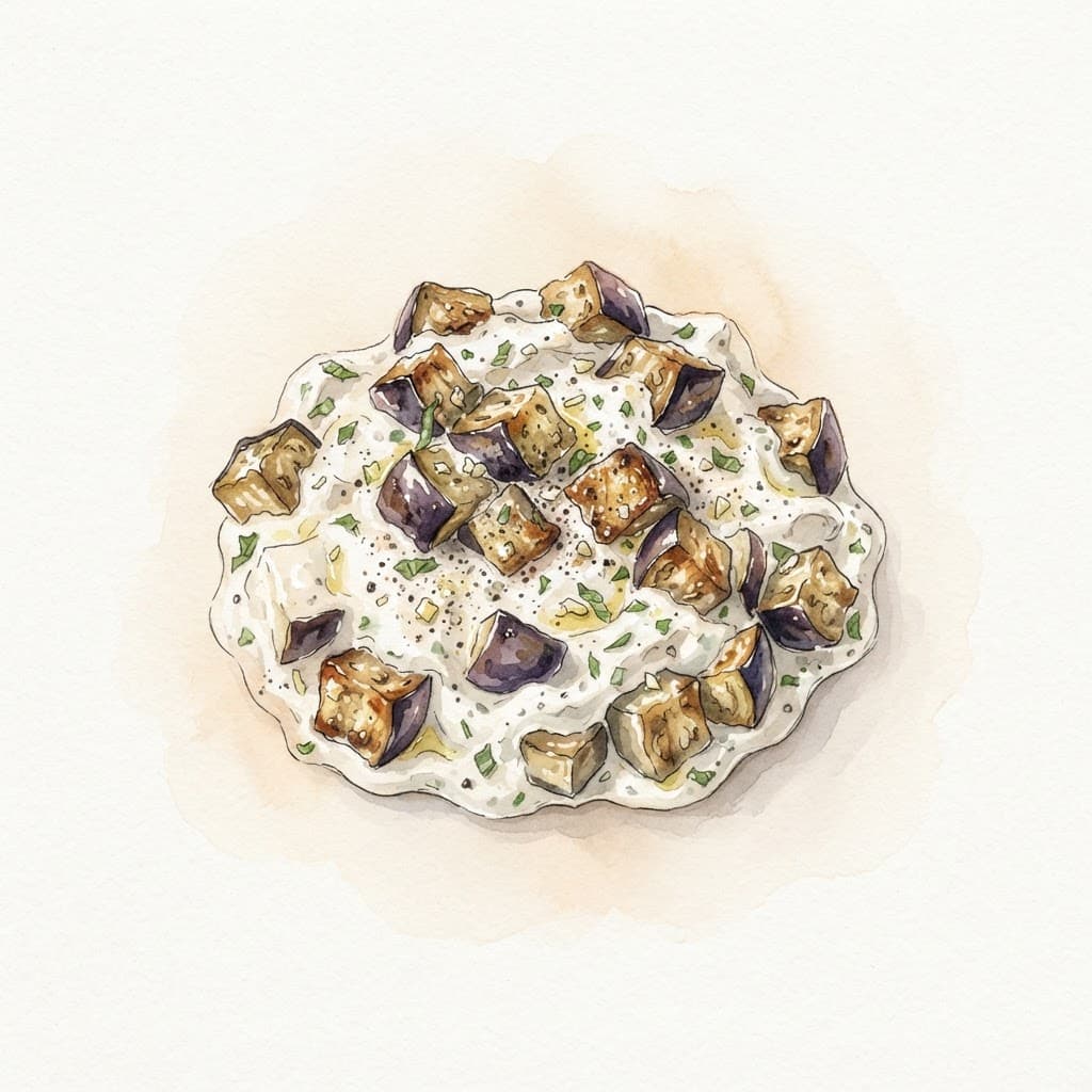 Melanzani-Salat mit Joghurt und Minze