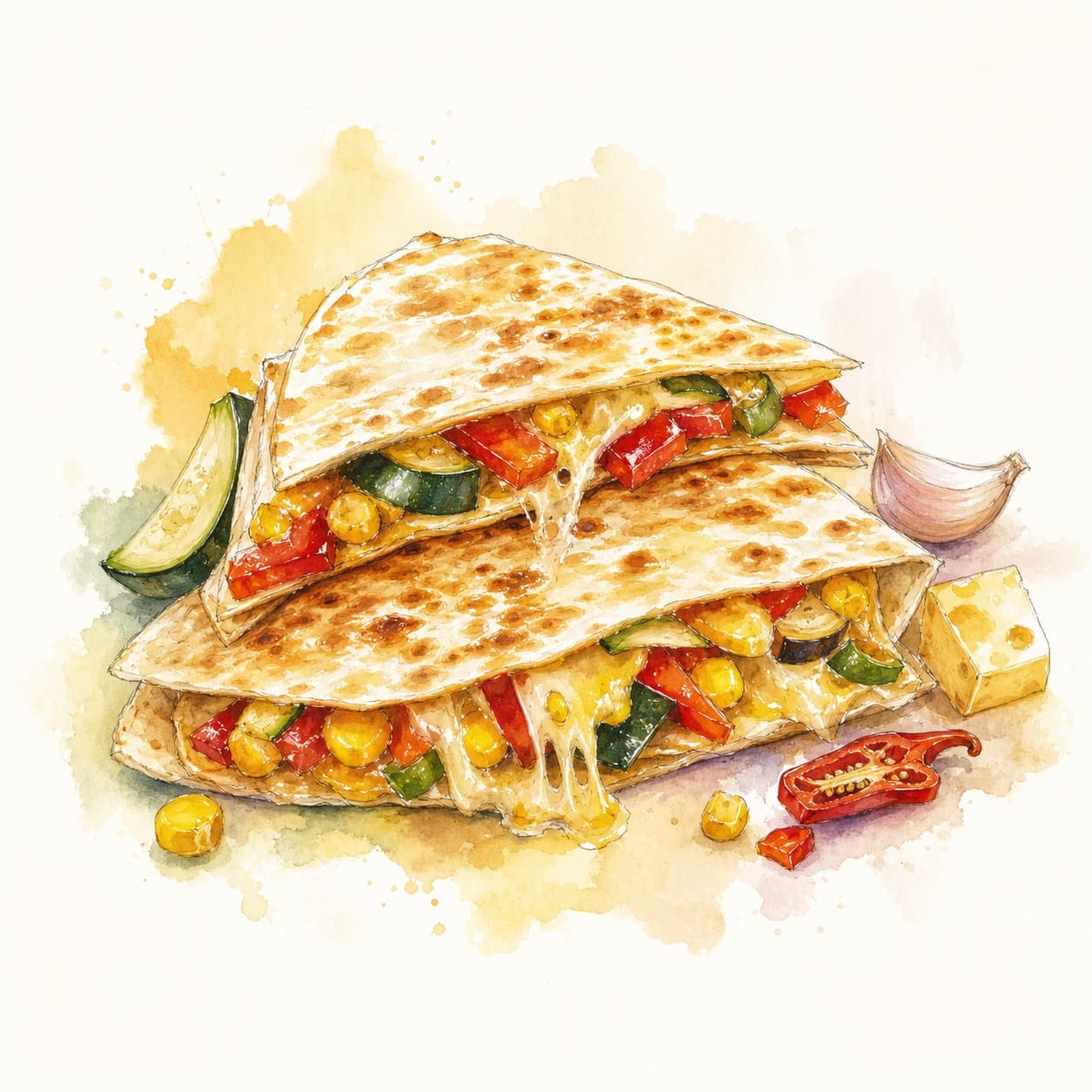 Quesadillas mit Gemüse und Käse