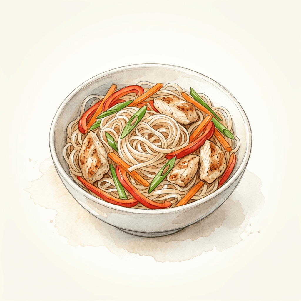 Reisnudel-Bowl mit Hendl