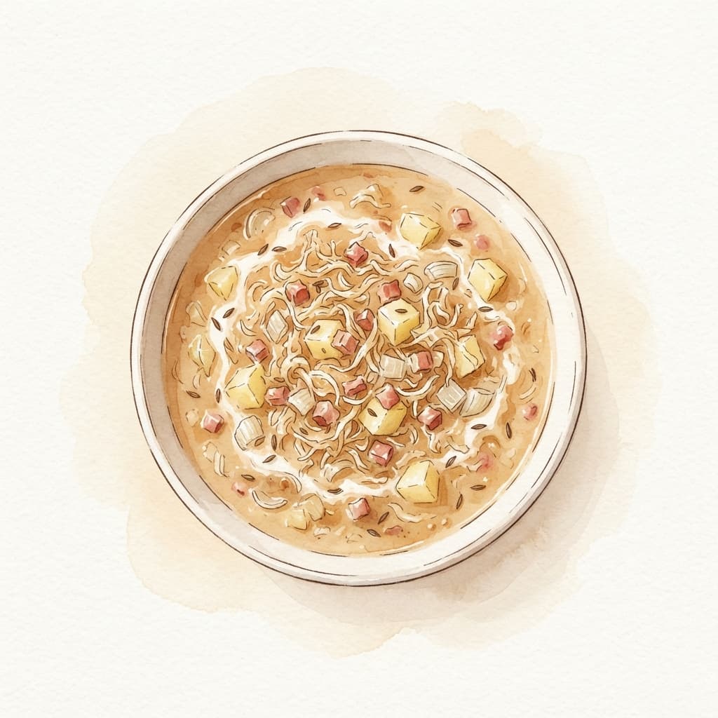 Sauerkrautsuppe mit Speck