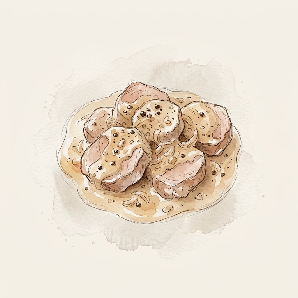 Schweinsmedaillons in Pfefferrahm