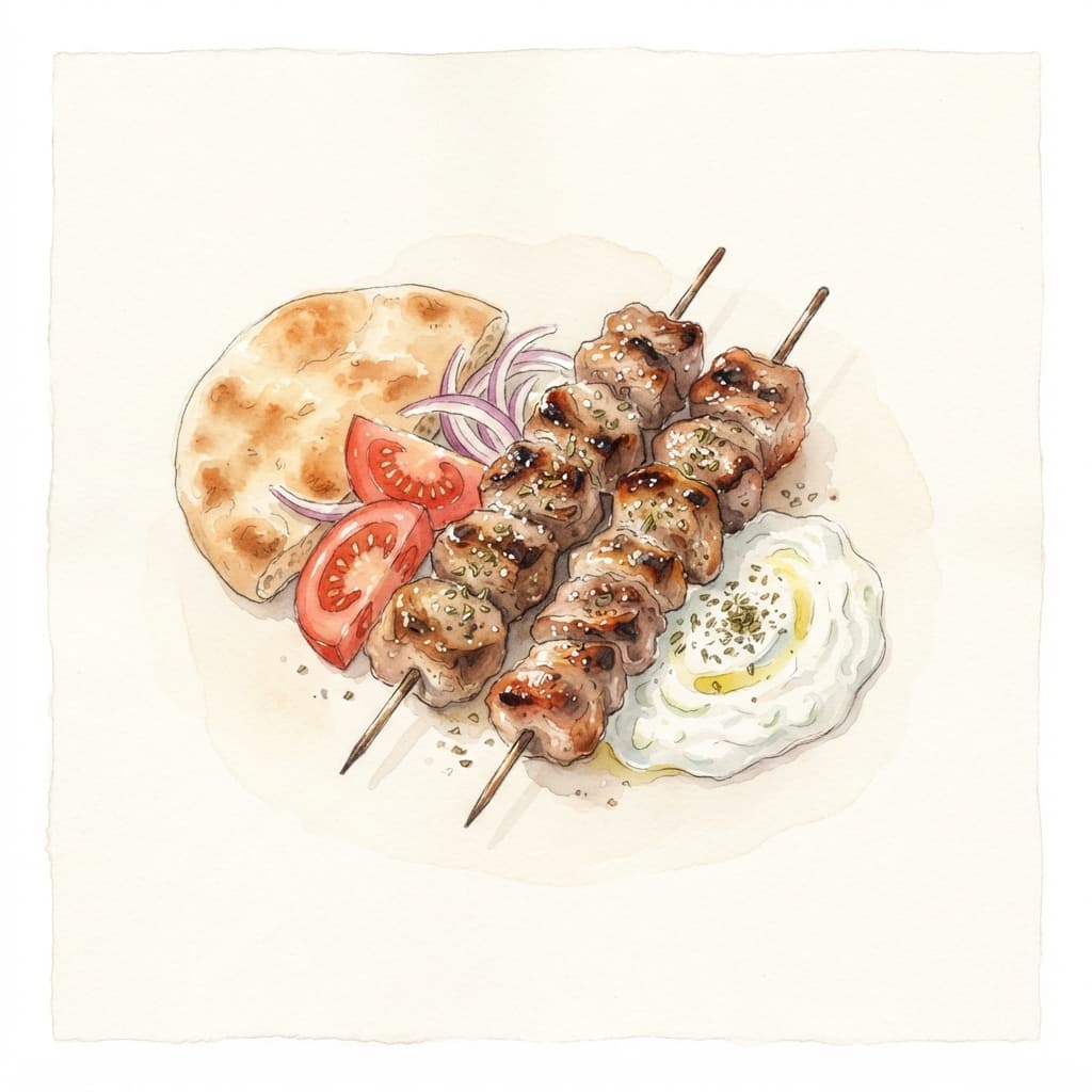Souvlaki vom Schwein mit Tzatziki