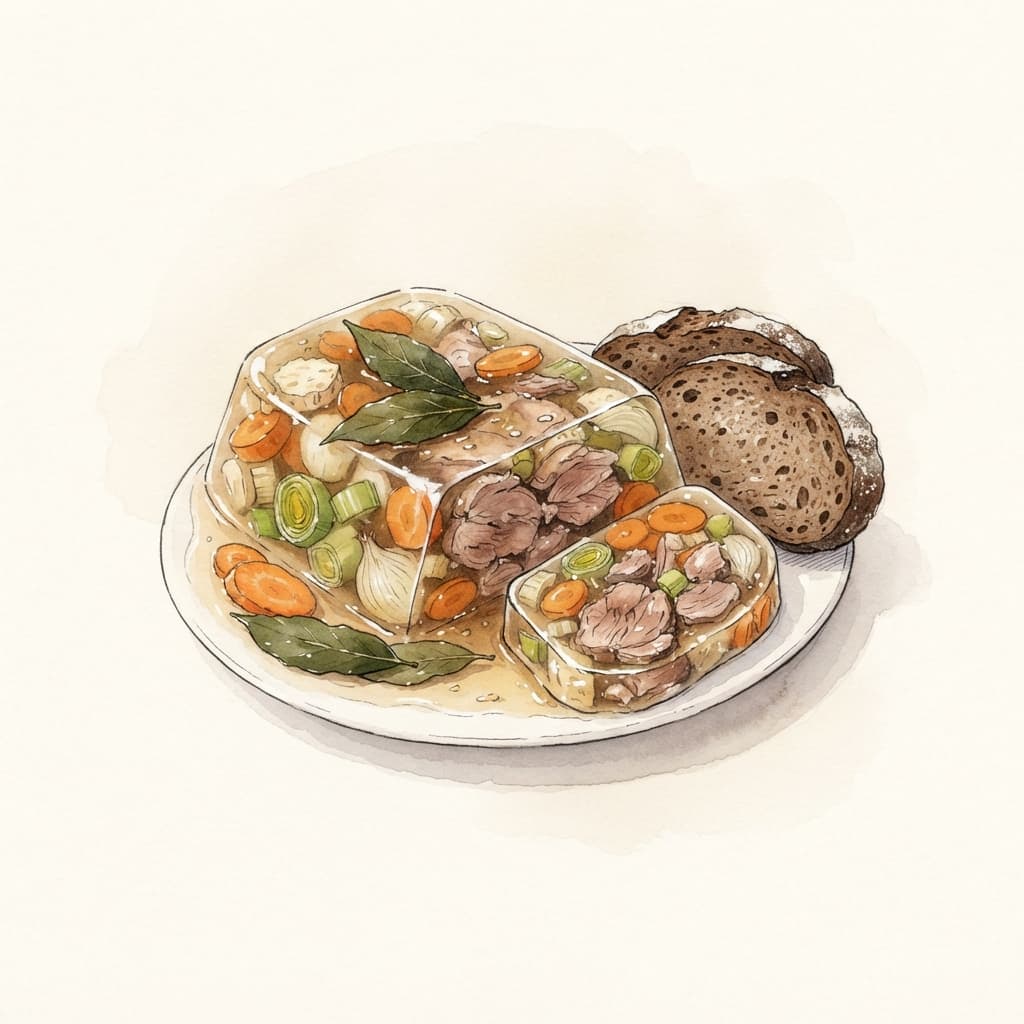 Sulz mit Essig-Öl und Brot