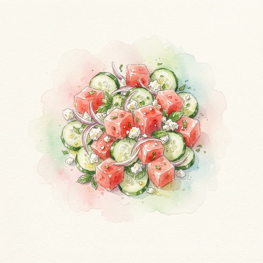 Wassermelonen-Gurken-Salat mit Minze